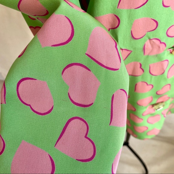 Vintage Carolina Herrera M Valentine's Day Silk Heart Print Blazer - Picture 6 of 8